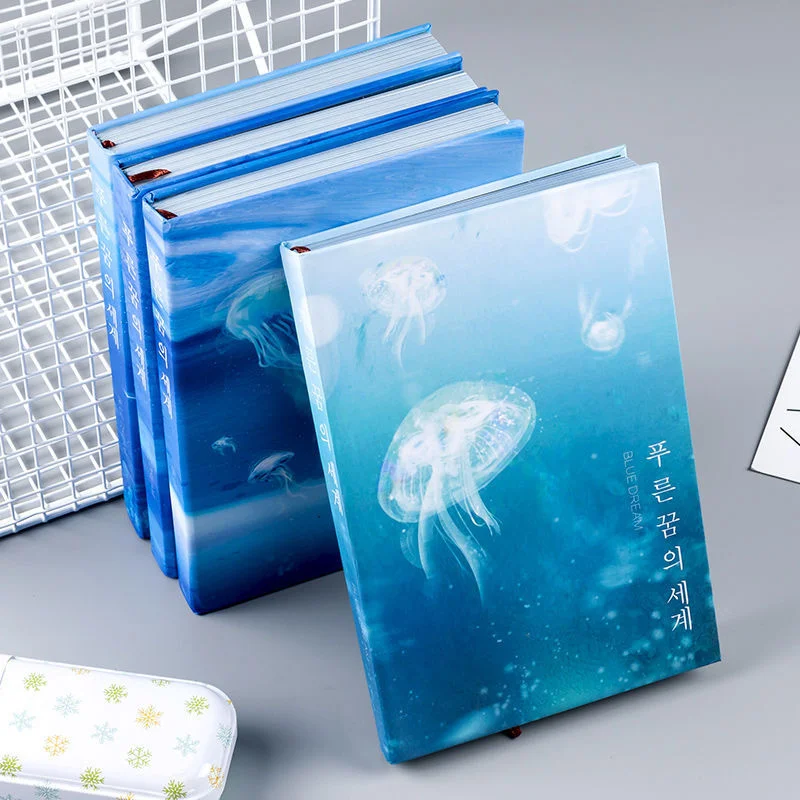 Dream night sky ocean jellyfish mysterious little fresh girl student net red hand book color page diary notebook journal