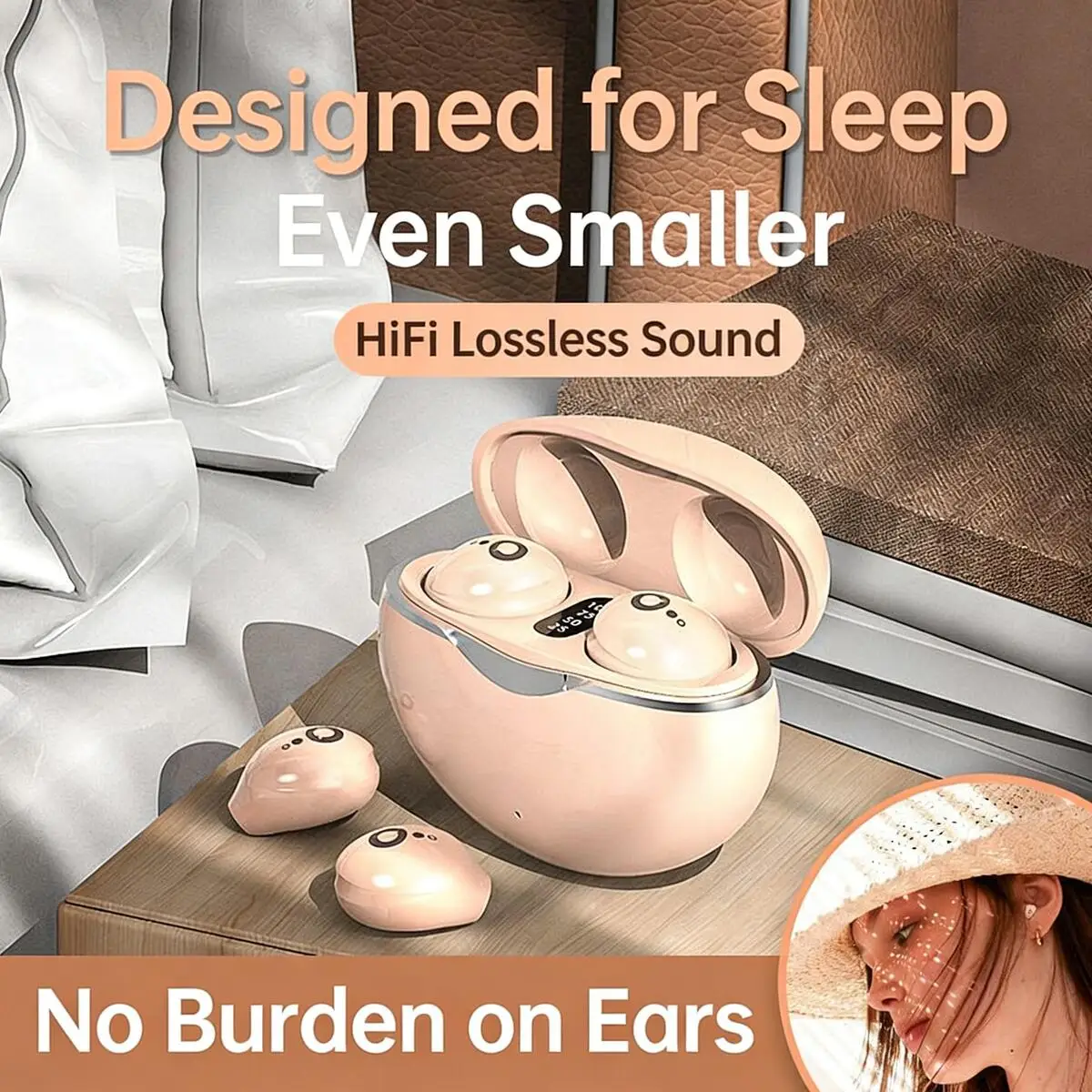 

Ultra Mini Invisible Bluetooth Wireless Earbuds Long Battery Life Noise Reduction Low Latency HiFi Stereo for Sleep Sport Game