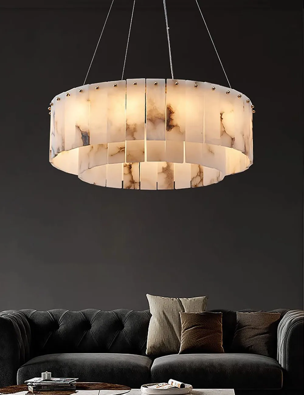2 Layer Marble Series LED Hanging Lamps Chandelier
