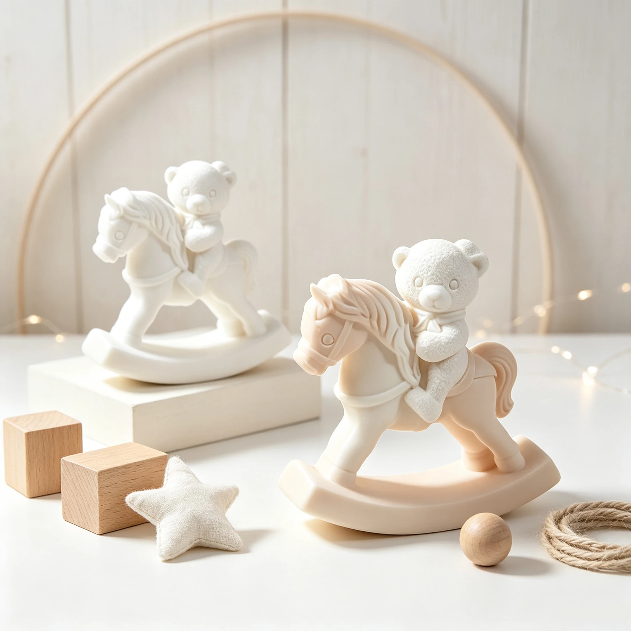 3D Rocking Horse Bear Candle Silicone Mold DIY for Aroma Plaster Resin Soap Wax Handmade Craft Home Decor Gift