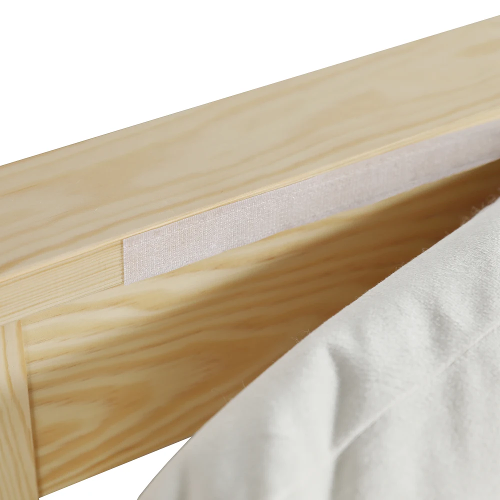 PINGGO Samtbezogenes Einzelbett für Kinder, weiche Rückenlehne, stabiler Rahmen, 90 x 200 cm, Bettgestell aus Kiefernholz, Schaumstoff und Sperrholz, ohne Matratze – Detail 24