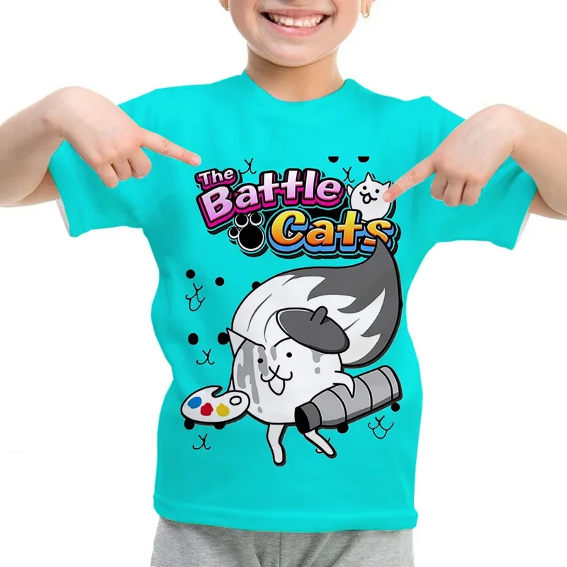 New 3D Game The Battle Cats Printing T Shirt Children Fashion Streewtear Hip Hop Short Sleeves Funny Tee Shirts For Men Y2k Tees