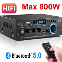 AK45 800W Home Power Amplifiers 2.0 Channel Bluetooth 5.0 Surround Sound FM USB MIC Remote Control Mini HIFI Digital Amplifier