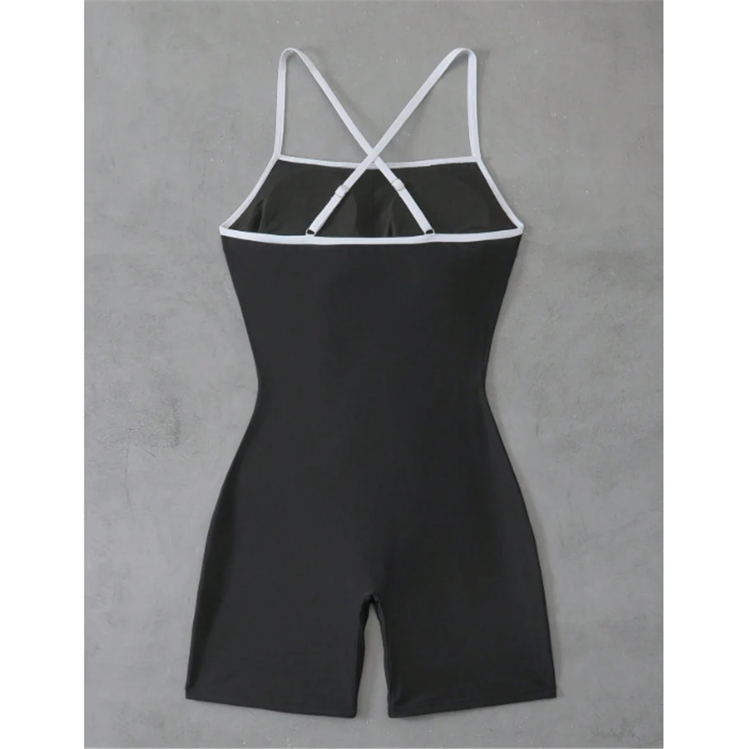 S - XL 2026 Cross Back Einfarbiger Surfanzug Damen Badeanzug Einteiliger Badeanzug Damen Shorts Gepolsterter Badeanzug Badebekleidung Schwimmanzug V7857 – Detail 9