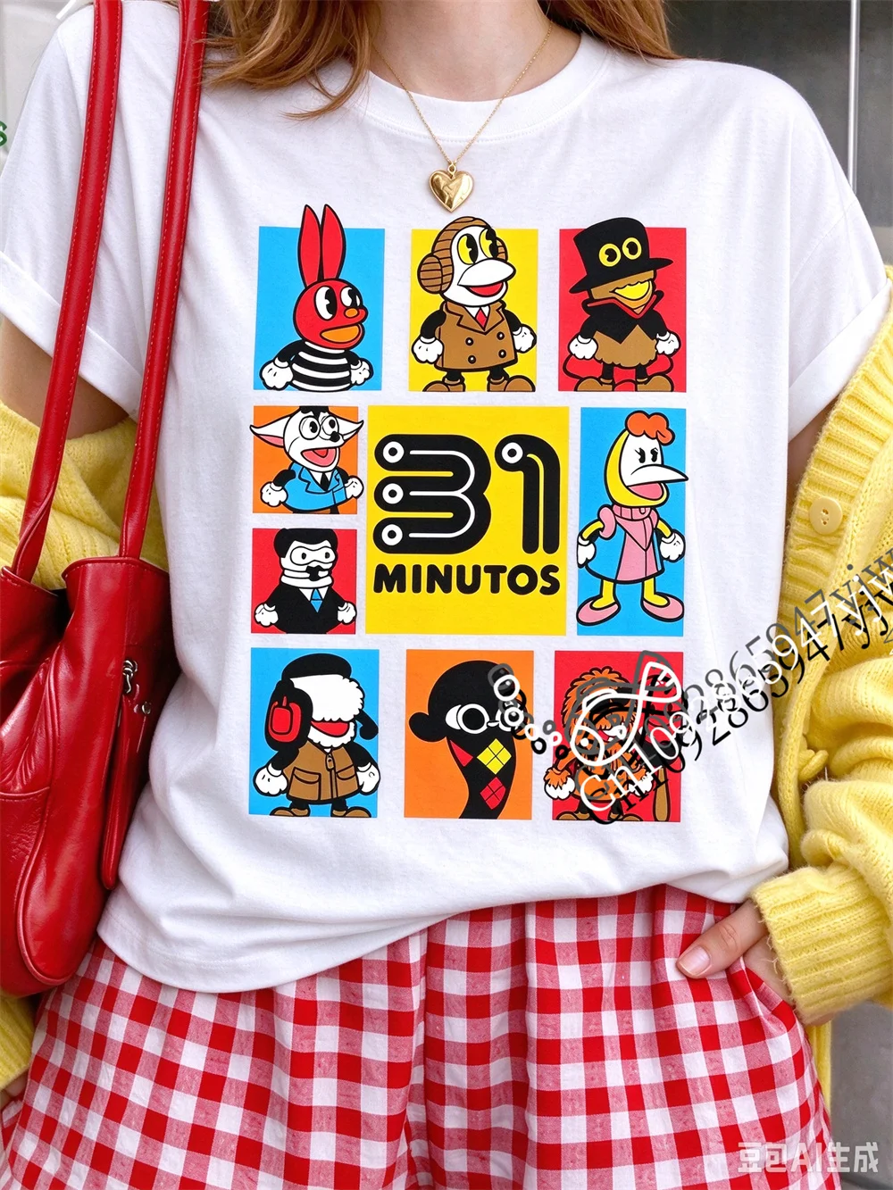 Chilean Classic Puppet Show 31 Minutos Nine Grid Graphic Short Sleeved Fashion Streetwear Y2k Top Summer Men Women T-Shirt
