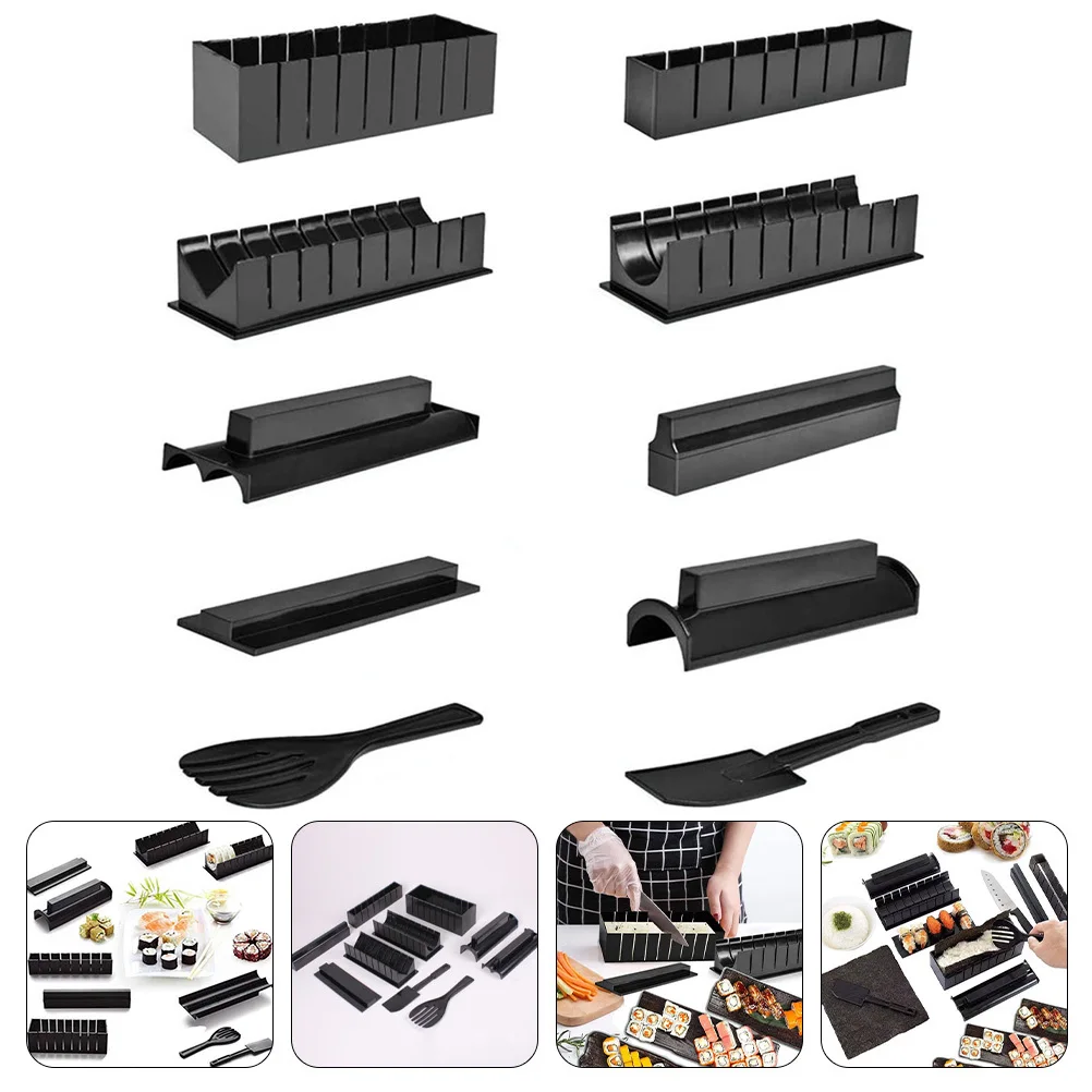 

10Pcs Sushi Making Molds Plastic Household Sushi Press Rice Roll Maker Kit Convenient DIY Tools Rice Roll Makers