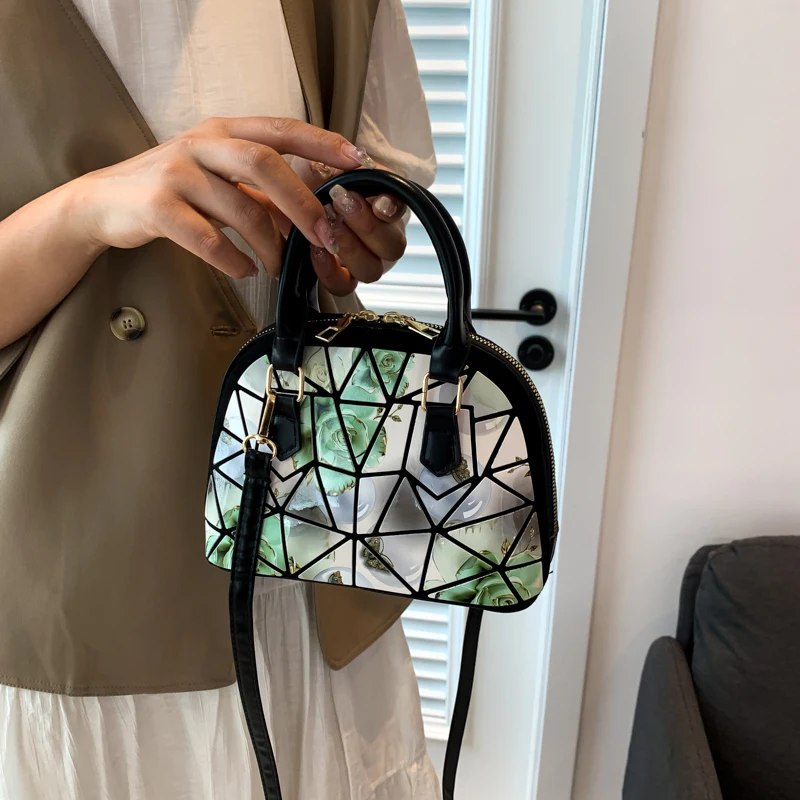 Rhombic Plaid Crossbody Bag Women Designer Luxury Shoulder Bags Female Flower Print Pu Leather Handbags Sac De Luxe Femme