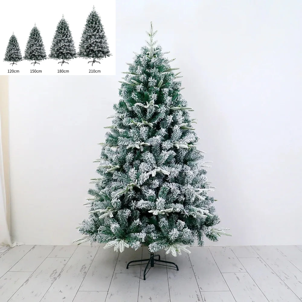 Picture 4: Artificial Christmas Tree PE+PVC Mixed Snow Spray Fusing Christmas Tree 120cm to 210cm Family Christmas Atmosphere Decorations