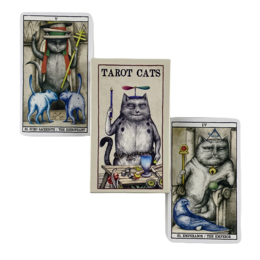 Tarot Cats Cards A 78 Deck Oracle English Visions Divination Edition Borad Playing Games