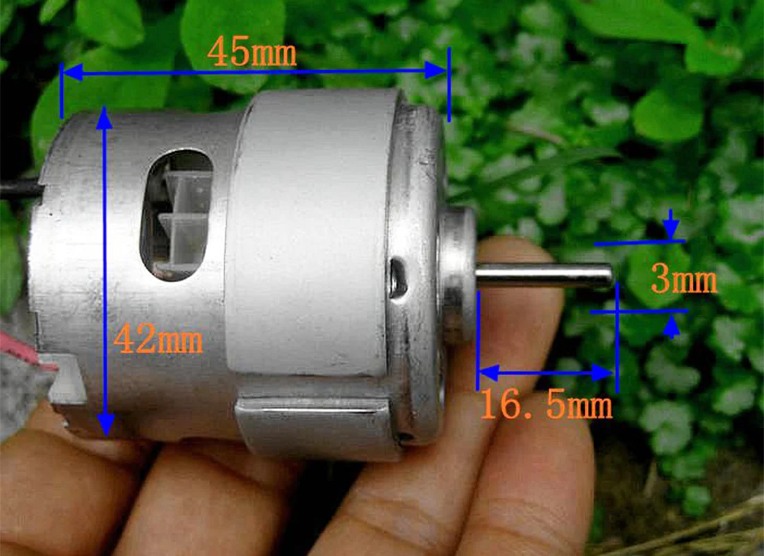 RS-725 DC Motor 12V 23000RPM High Speed Power Carbon Brush Motor Long Shaft Diameter 3mm for Electric Drill Tool Saw