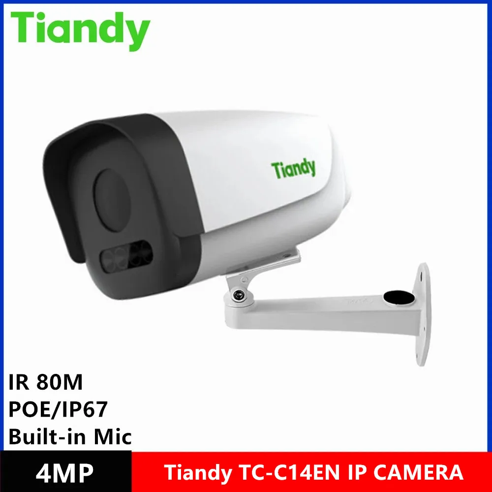 Original Tiandy brand TC-C14EN 4MP built-in MIC IP67 POE starlight Built-in 4 Leds IR 80meter Bullet ip Camera