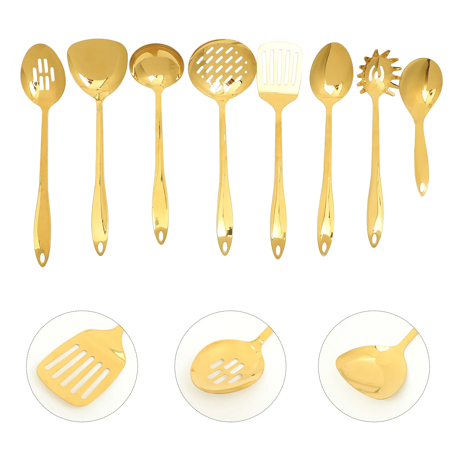 

1Set Premium Cooking Utensils Set Stainless Steel Spatula and Soup Ladle Kit for Non-Stick Cookware Use