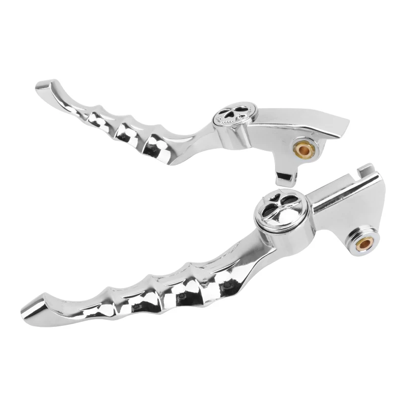 Motorcycle Skull Chrome Front Brake & Clutch Levers Handle Grips Set For Yamaha V-Star 650 Custom 98-16 V-Star 1100 Custom 99-09