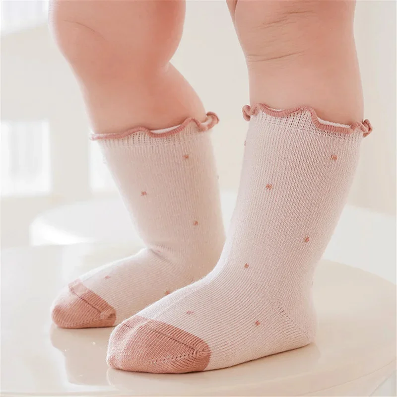 Children\'s Girls Socks Cotton Solid Kids Girl Frilly Socks Soft Fashion Princess Baby Socks For Girls Spring Autumn0-12Years