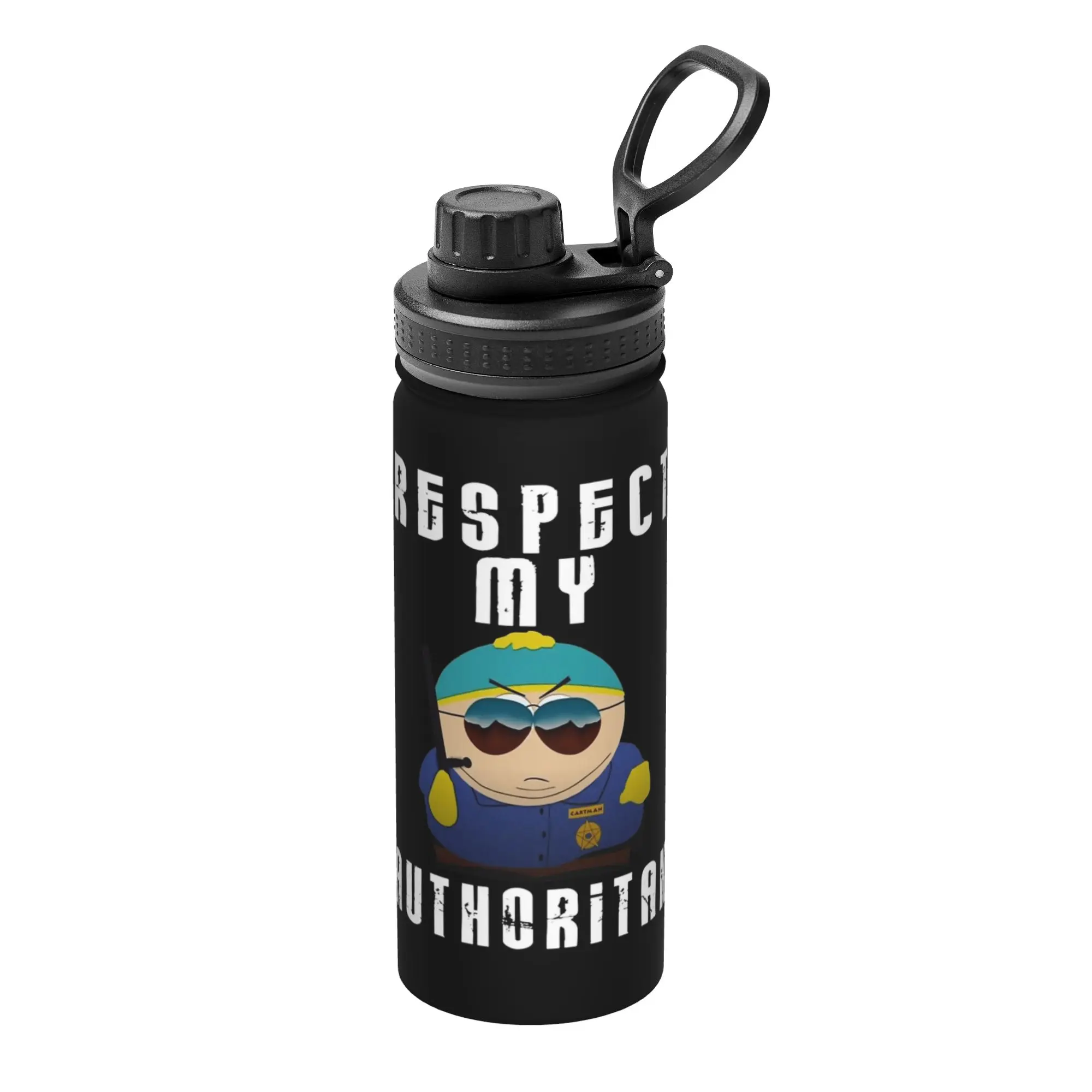 Respect My Authoritah Souths Parks Cartman Sports Insulated Kettle Coffee Cups Vacuum Flask Travel Outdoor Mugs Water Bottle