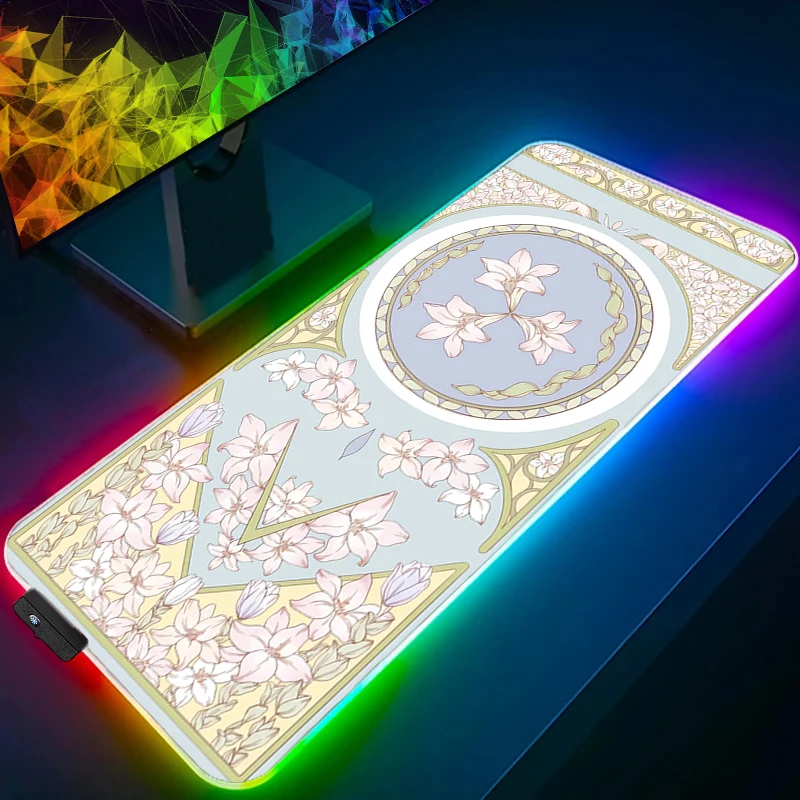 

Mouse Pad Gamer RGB Notebook Game Mousepad LED PC Keyboard Pad Vintage Flower Pattern Mousepad Kawaii Mouse Mat Gaming Desk Mat