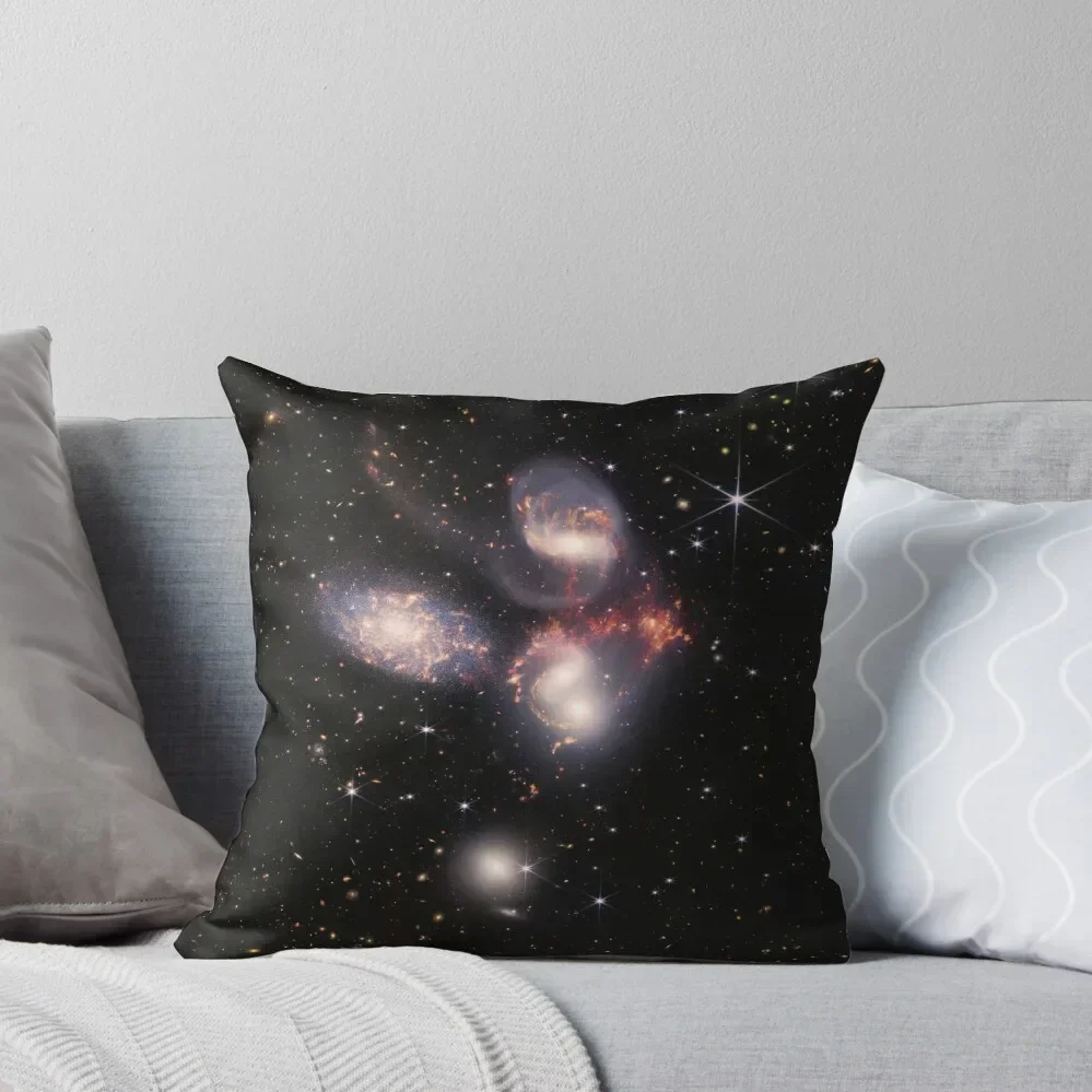 Stephan’s Quintet, Hickson Compact Group 92 (HCG 92) (James Webb/JWST) — space poster Throw Pillow Cushions For Children Pillow