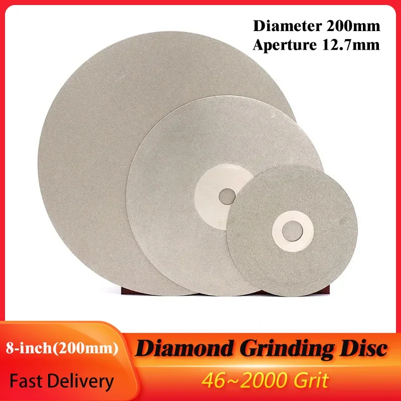 

200mm Diamond Grinding Disc 8" 46-2000 Grit Diamond Coated Flat Lap Wheel Abrasive Disc For Jewelry Jade Crystal Glass Polishing