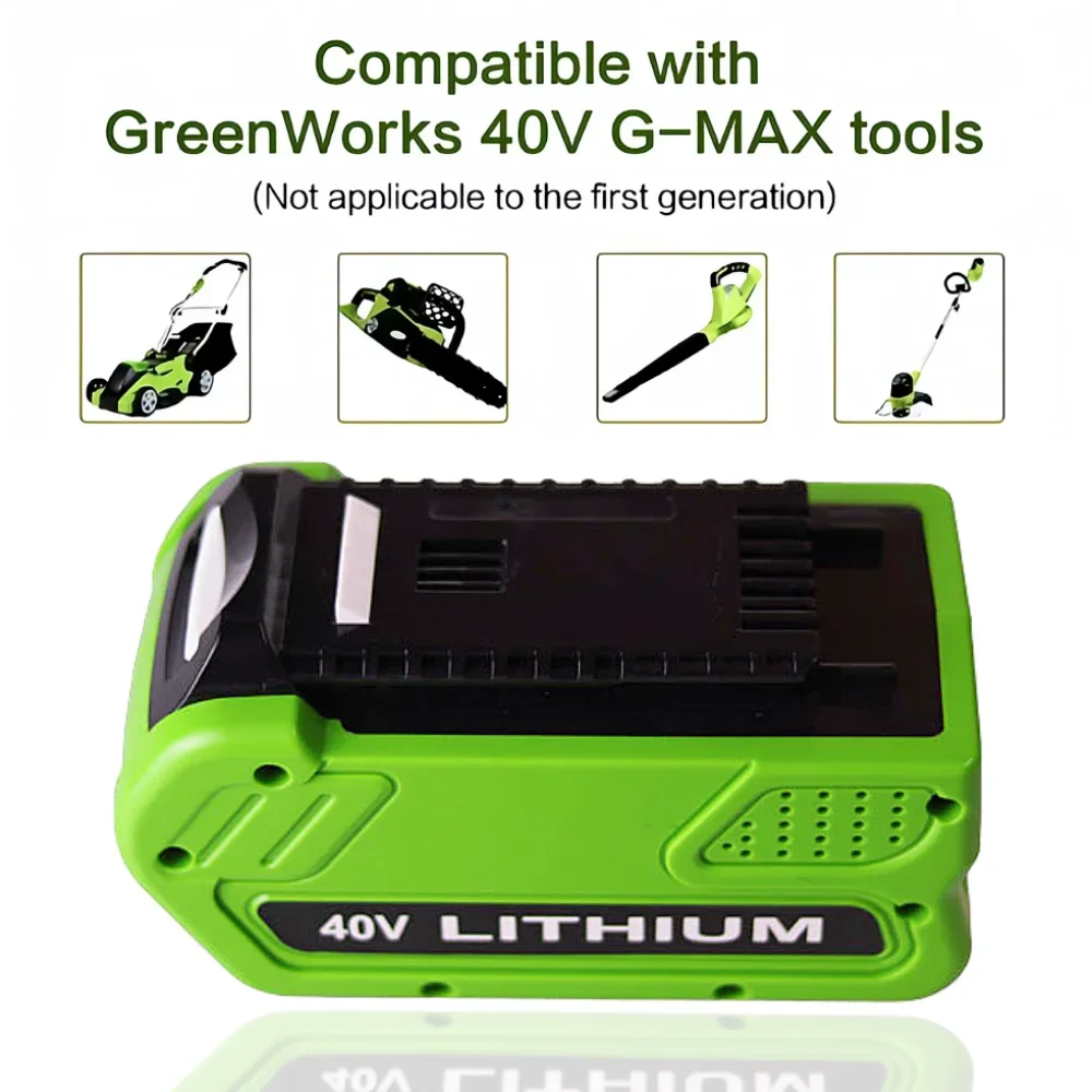 GreenWorks 잔디 예초기 전동 공구 배터리 교체용, 40V G-MAX 전동 공구, 40V 5000, 6000, 8000mAh