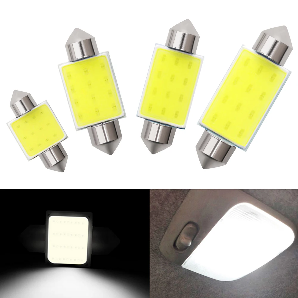 

500PCS C10W Festoon COB 12 SMD 31mm 36mm 39mm 41mm C5W LED Bulbs for Cars License Plate Interior Reading Lights DC 12V