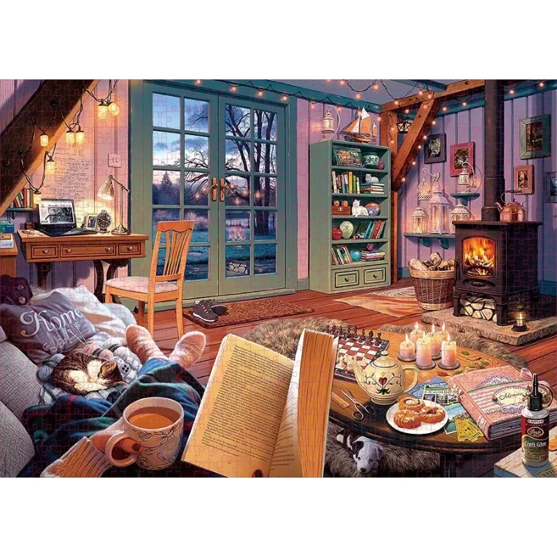 70*50cm Adult Puzzle 1000 Pieces Paper Jigsaw Puzzles The Warm Home Animal Painting Series Learning Education Craft Toys Gifts