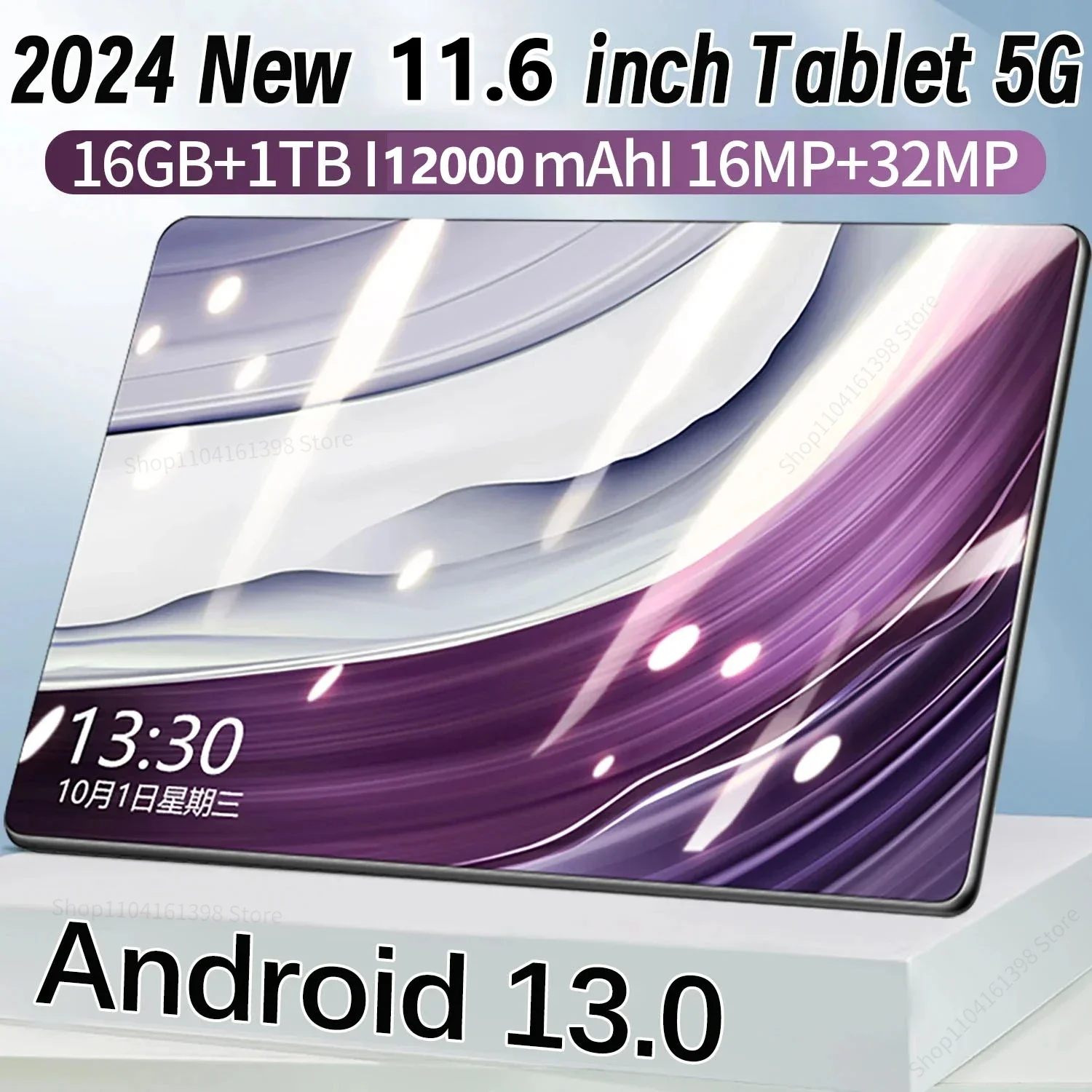 2024 5G Nieuwe Tablet Android 13.0 Merk 16GB RAM 1TB ROM Tablet 16MP 32MP 12000mAh 10Core WIFI Bluetooth Netwerk Tablette