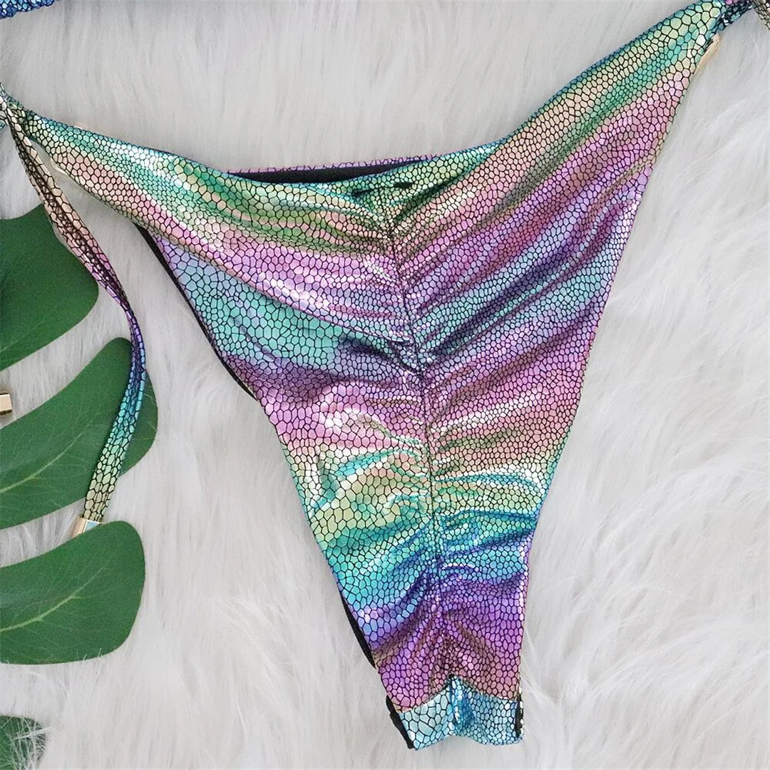 Jeweled Diamond Halter Scrunch Butt Bikini Damen-Badeanzug, zweiteiliger Bikini-Set, Badebekleidung, Badeanzug, Schwimmanzug V4896 – Detail 12