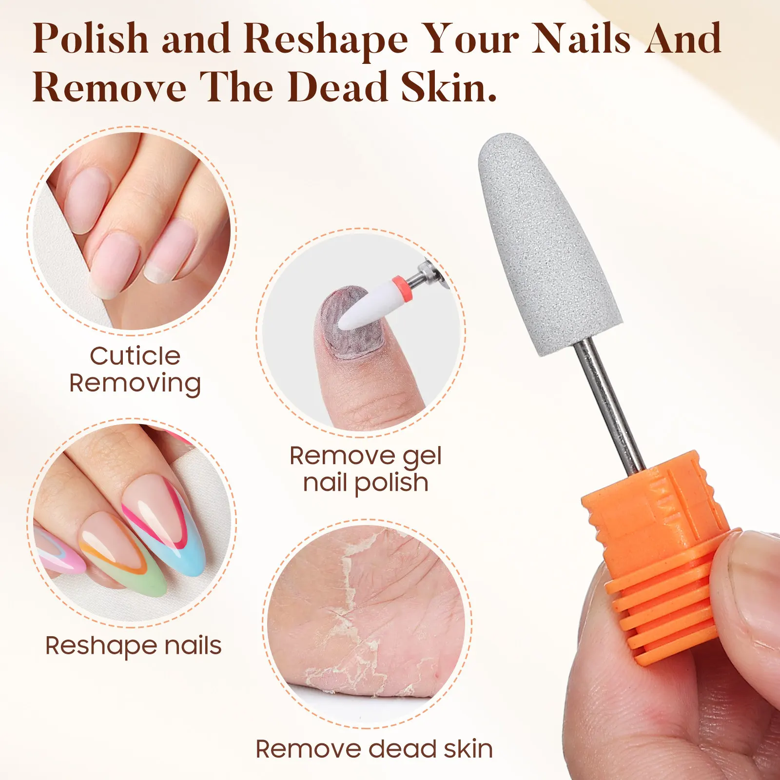 Silikon-Polierer Nagelbohrer-Bit Kleine Größe Spitze Form für Maniküre-Bohrmaschine Elektrische Maschine zum Polieren von Nagelgel Acrylspitzen