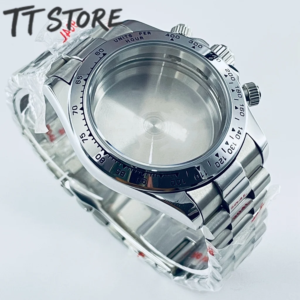 40mm Watch Strap For VK63 Movements With Sapphire Crystal 904L Stainless Steel Crafted Waterproof Watchband