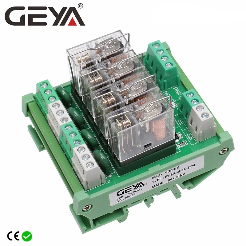 

GEYA NG2R 4 Channel Relay Module 1NO 1NC Relay SPDT Module 12V 24V AC DC Relay PLC