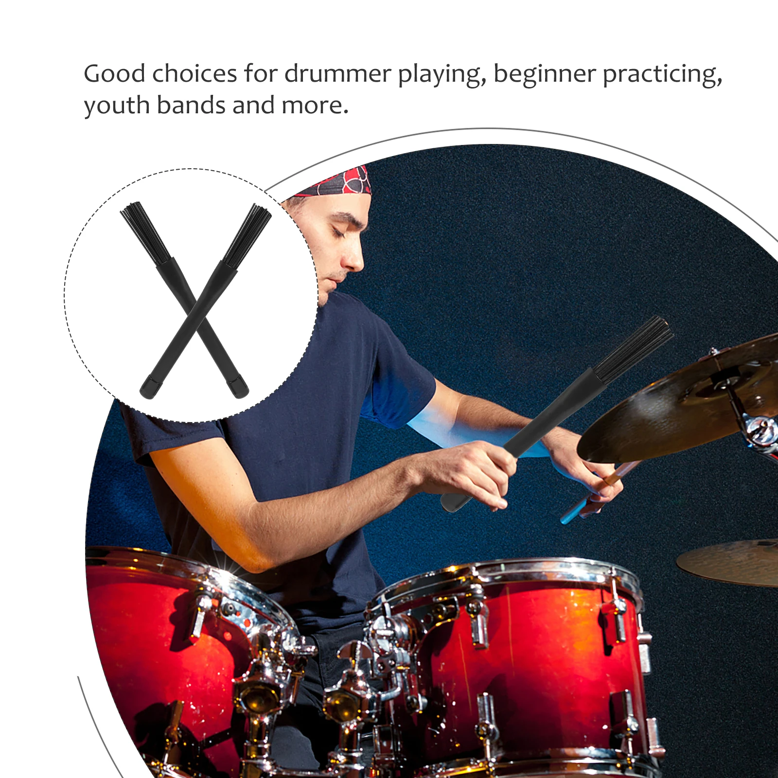 

Nylon Drum Brush Brushes Percussion Accessories Snare Instrument with Handle for Drums Sticks