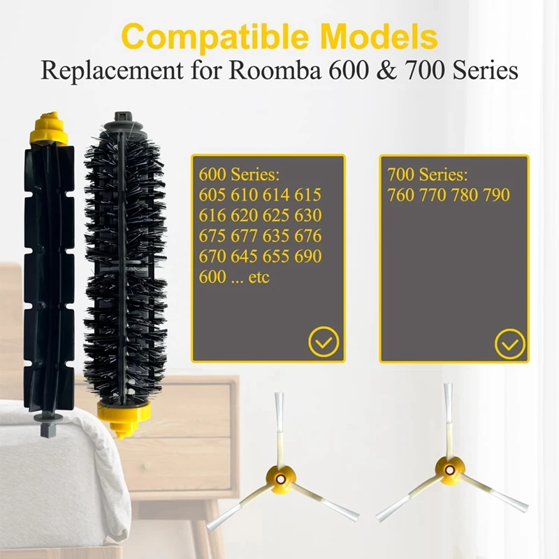 For Irobot Roomba 600 & 700 Series 614 630 635 640 645 650 660 675 680 690 695 760 770 780 Vacuum Roller Side Brush Parts