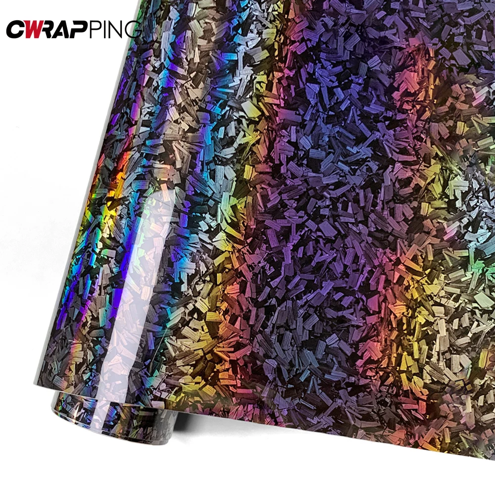 

Automotive Vinyl Wrapping Waterproof Carbon Film Cover Air Release Foil Car Adhesive Vinyl for Motorcycle PET Laser Gold 1.45M