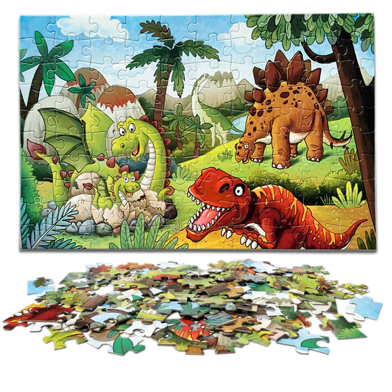 38*25cm 100PCS Paper Jigsaw Puzzle Dinosaurs Animal Series Reduced Stress Educational Toys Christmas Gift Kids and Adults Toy