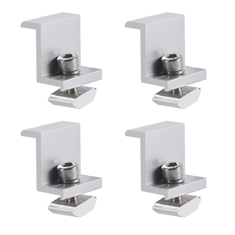 10pcs Solar Mount Z Bracket Aluminum Alloy Pressing Block PV Panel Rail End Grounding Clamps Solar Panel Grounding Clamps