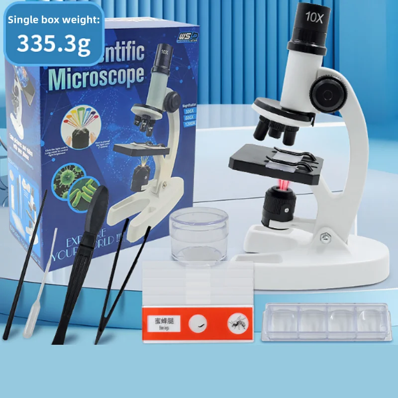 New Microscope Kit Laboratory LED 300/600/1200X Home School Education Toy Gifts Children's Fine Biology Microscope