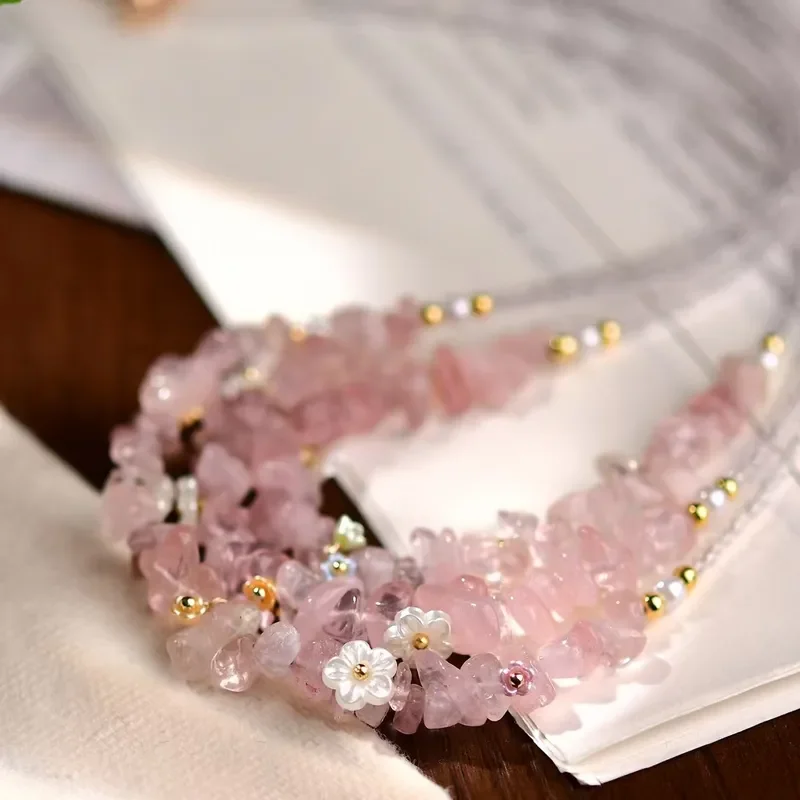 Strawberry crystal necklace spring and summer sweet crystal necklace small fresh ice through fashion irregular dopamine color