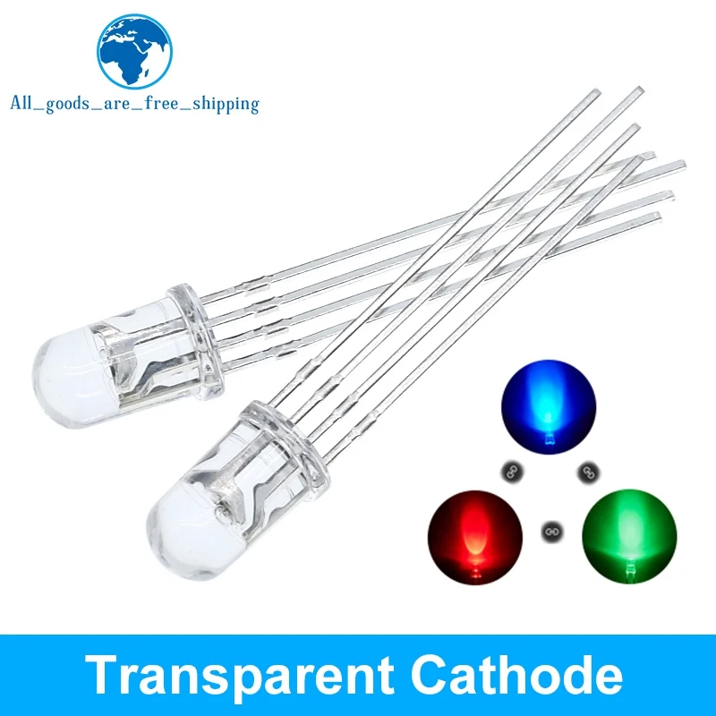 10/20/50/100pcs 5mm RGB LED Common Cathode / Common Anode Tri-Color Emitting Diodes f5 RGB Diffused / Transparent Highlight 