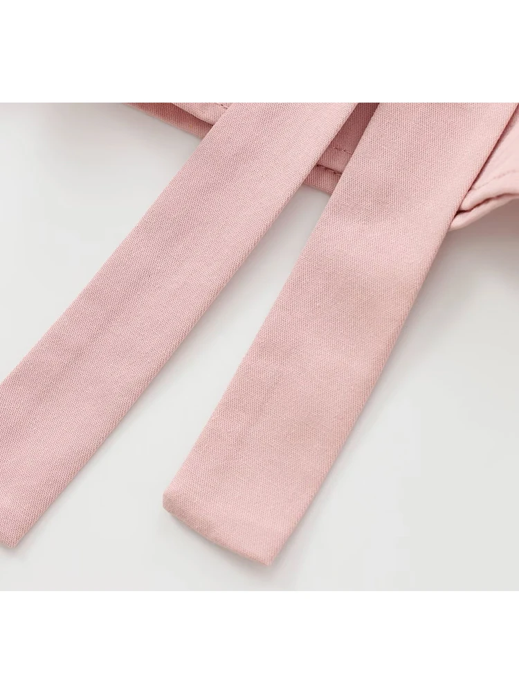 TRAF 2024 Autumn Women 2PCS Sets Loose Blouse With Belt Pant Suit Long Sleeve Shirt High Waist Wide Leg Pant Causal Set
