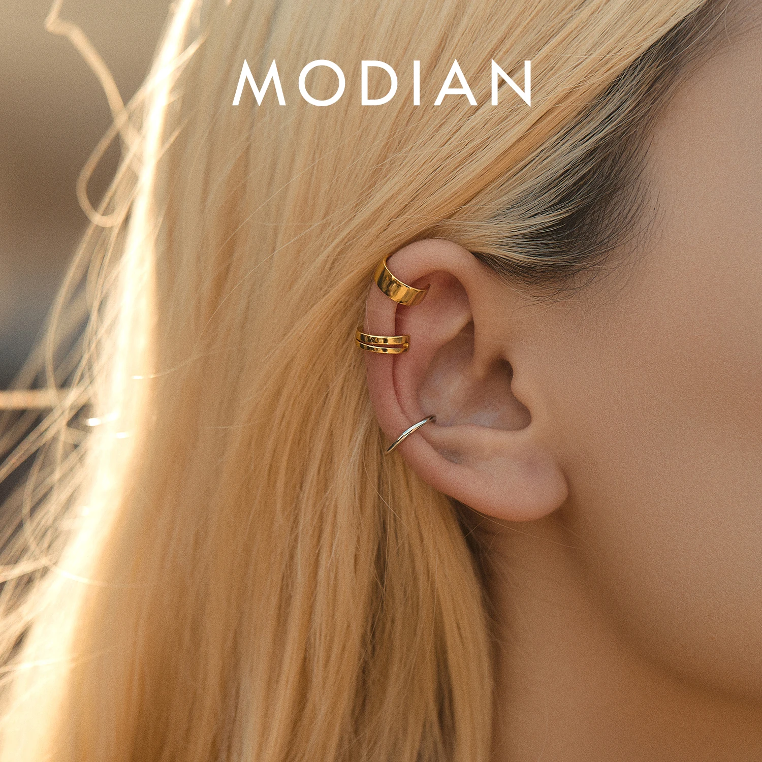 MODIAN 1PC Ear Cuff 925 Sterling Silver Trendy Punk Clip Earrings Stackable Geometric Earrings For Women Grils Fine Jewelry