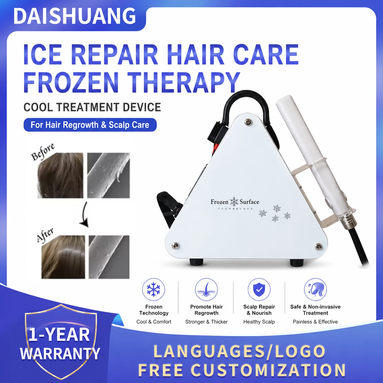 Dispositivo Profesional de Crioterapia para el Cuidado del Cabello, Tratamiento de Reparación con Terapia de Frío para Cabello Dañado, Máquina de Salón para el Cuidado de la Salud del Cuero Cabelludo Congelado