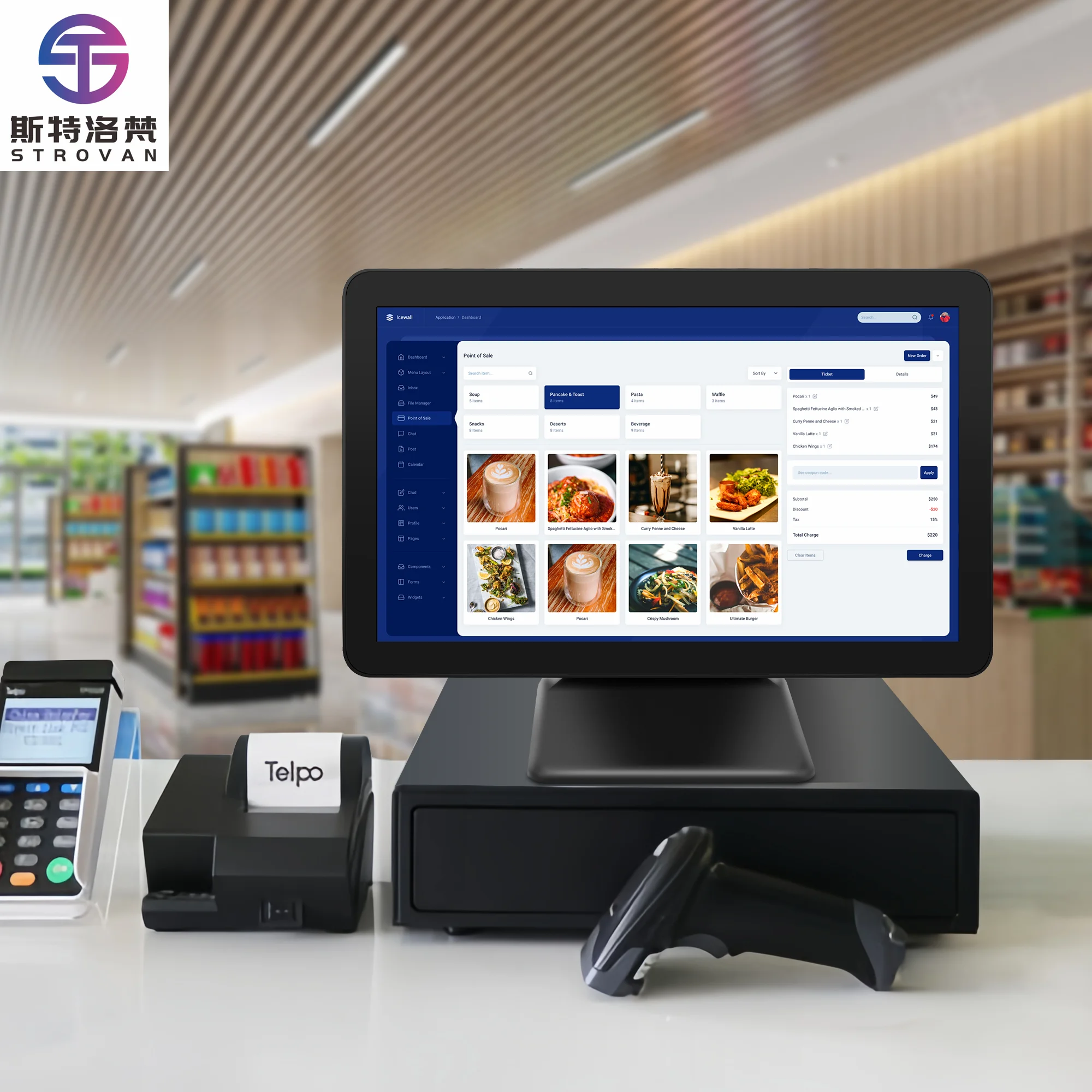 New Simple Waterproof Industrial Grade 15 Inch Touch  Touchscreen USB Fast Food Restaurant Use Cost-effective