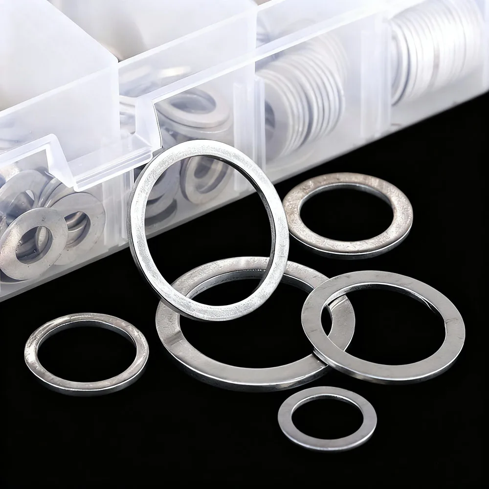 

540 шт. алюминиевая плоская прокладка шайбы, автомобильная сливная пробка масла, алюминиевые уплотнительные кольца M6M8M10M12M14M16 M18 M22 M24