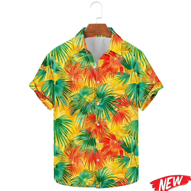 

Flower Leaf Graphic Hawaiian Shirts For Men Cool 3d Printing Plants Lapel Shirt Tops Unisex Beach Short Sleeve Aloha Shirts