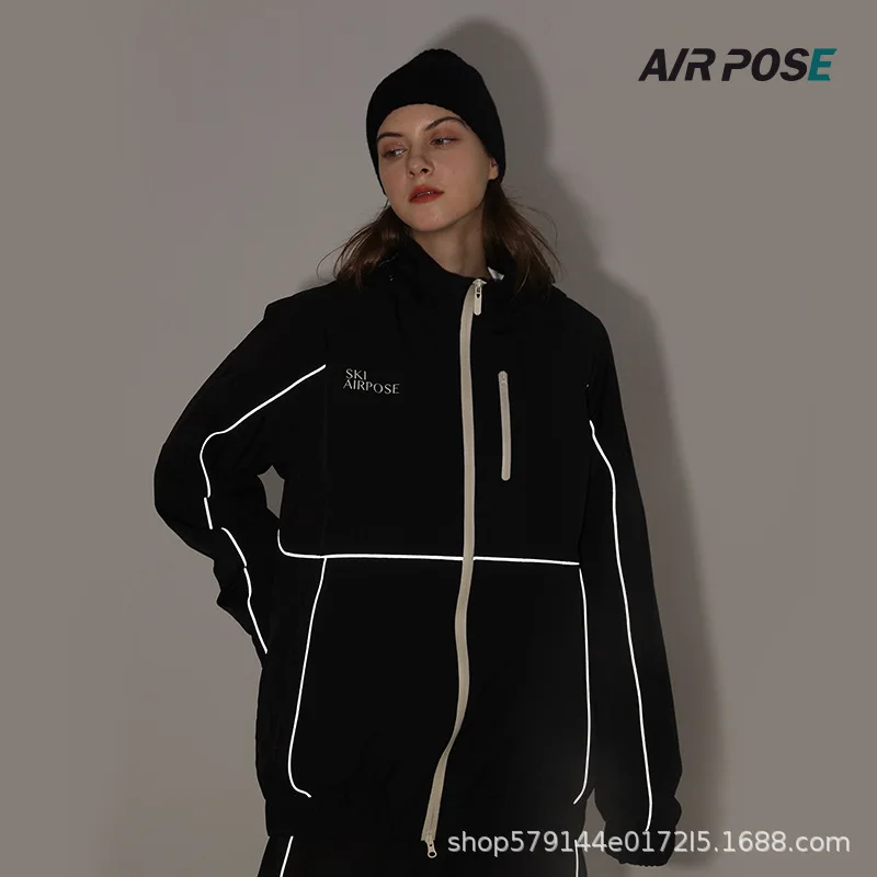 

AIRPOSE-Waterproof and Fluorescent Ski Jackets for Men and Women, Thicken Warm Suit, Snowboarding Wear, Winter Costumes, 15K