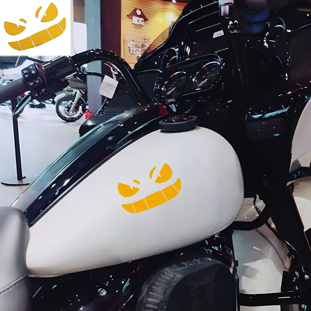 

Demon Grin Reflective Moto Stickers Decor Motorcycle Scooter Auto Body Windshield Helmet Fuel Tank Accessories Decal