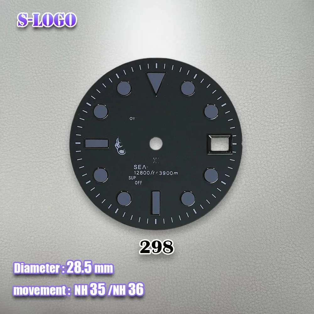 28.5mm S Logo High Quality NH35 Black knight Dial Fit NH36/4R/7S Japan Automatic Movement Watch Modification Accessories ﻿Refit