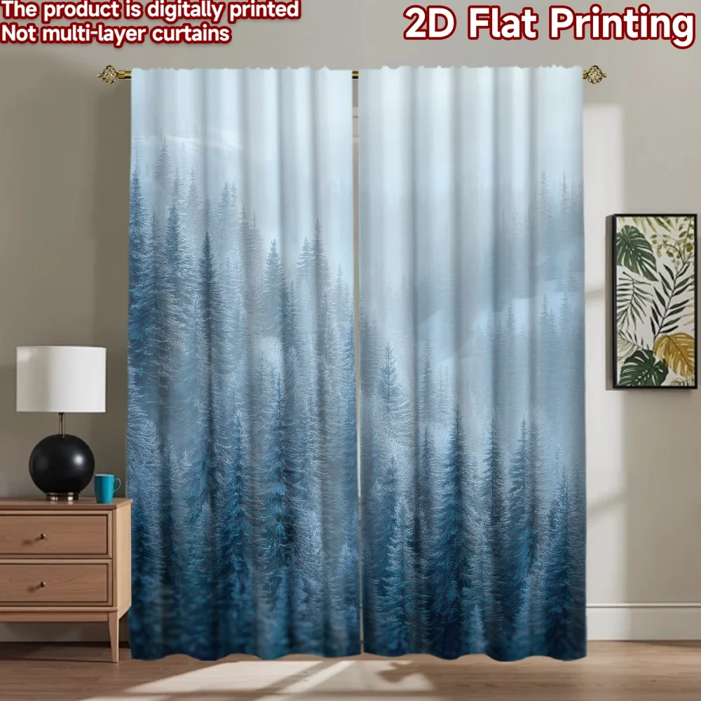 

1pc 2D flat Photography Backdrop Photography Banner Frosty Pine Forest 100% Polyester Festive Holiday Perfect for Suitable for