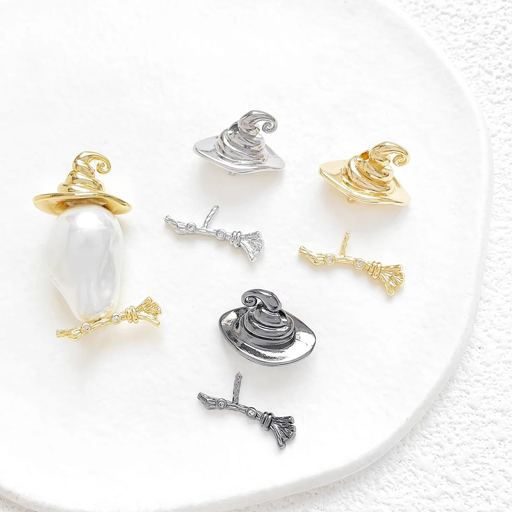 

Латунное покрытие с настоящим золотом, барокко, инопланетянин, жемчуг, Шляпа Волшебника, сделай сам, производит материалы для модных ювелирных аксессуаров, 1 шт.