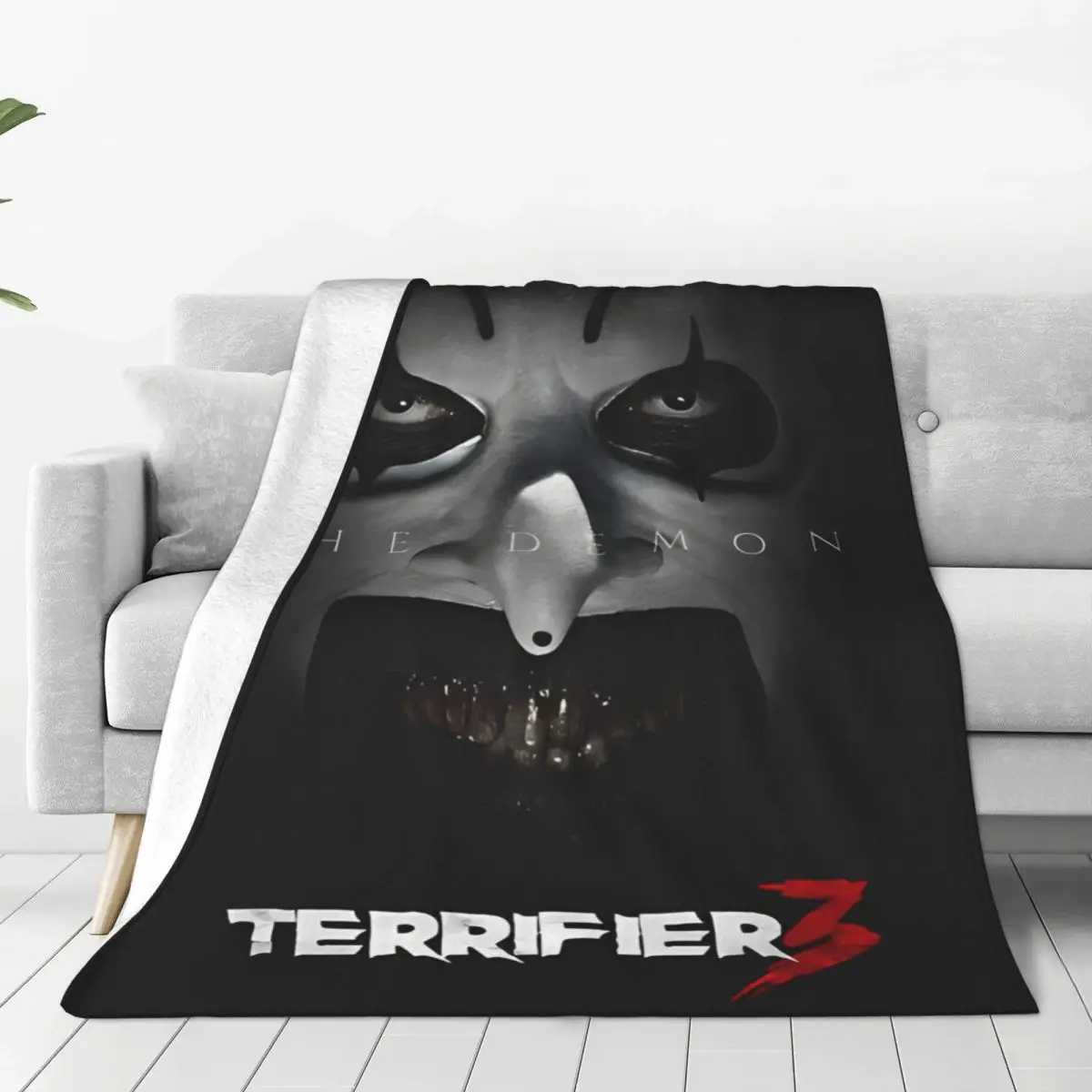 Terrifier 3 Terrifier Movie Knitted Blankets Fleece Horror Halloween Lightweight Throw Blanket for Home Couch Bedroom Quilt